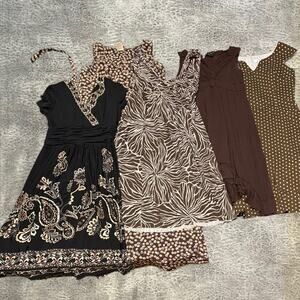 Womens Brown Vintage Dress Bundle of 5